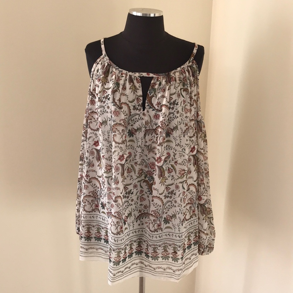 MAX STUDIO Size L Printed Cold Shoulder top